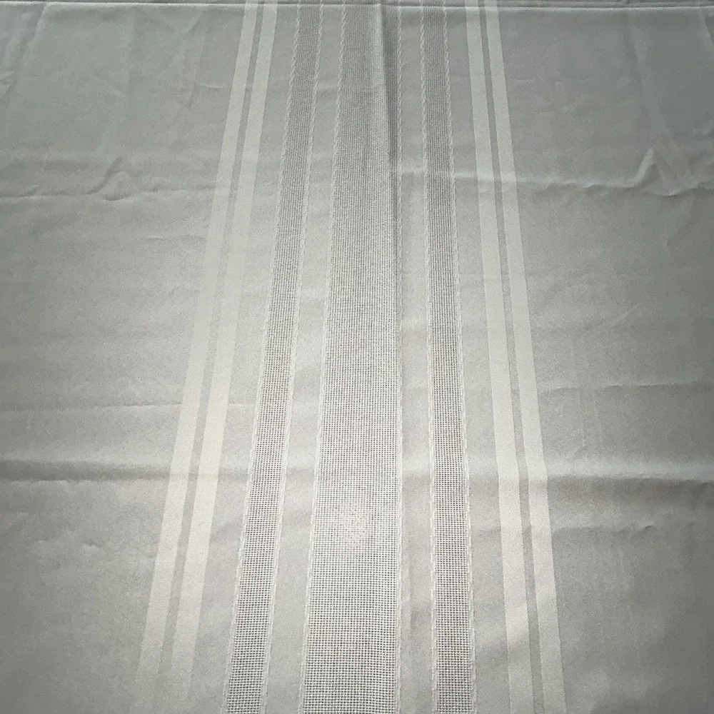 Vintage Cream Ivory Damask Stripe Tablecloth Mid-Century Rectangle 60x84